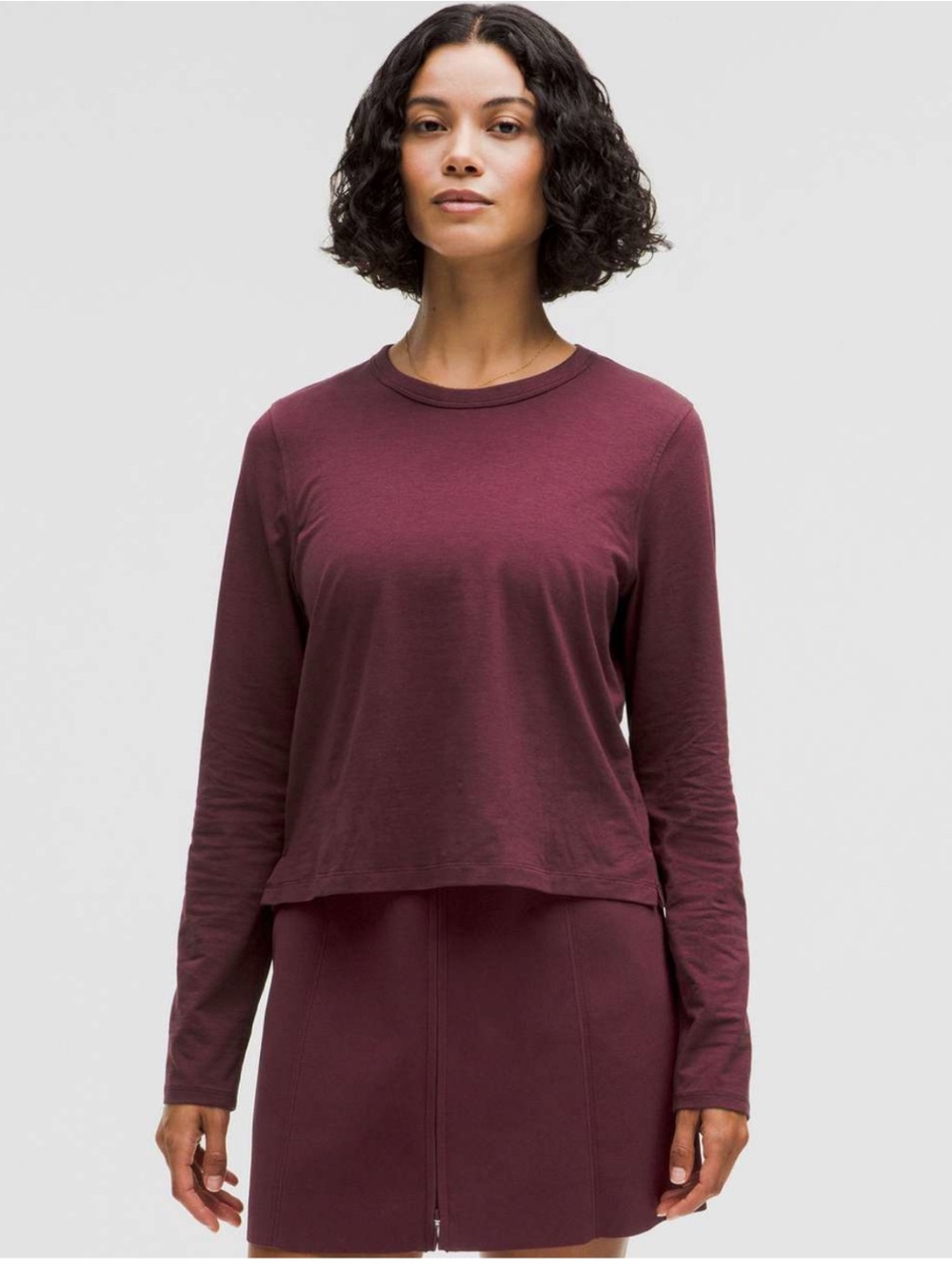 Lululemon || Classic-Fit Cotton-Blend Long-Sleeve Shirt Tee in Garnet Burgundy 8